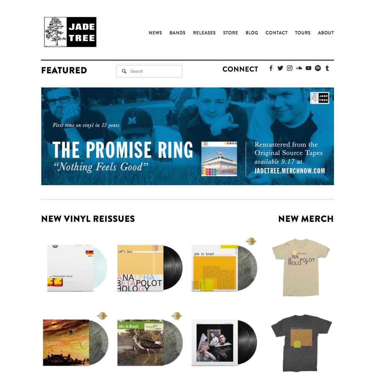 home page for jade tree records, featuring a lot of unreadable images