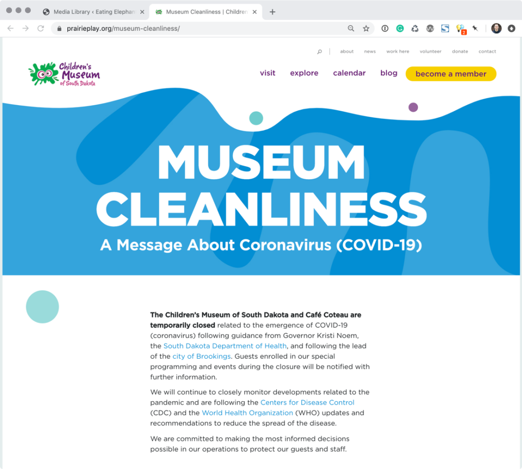 A single page outlining museum cleanliness.